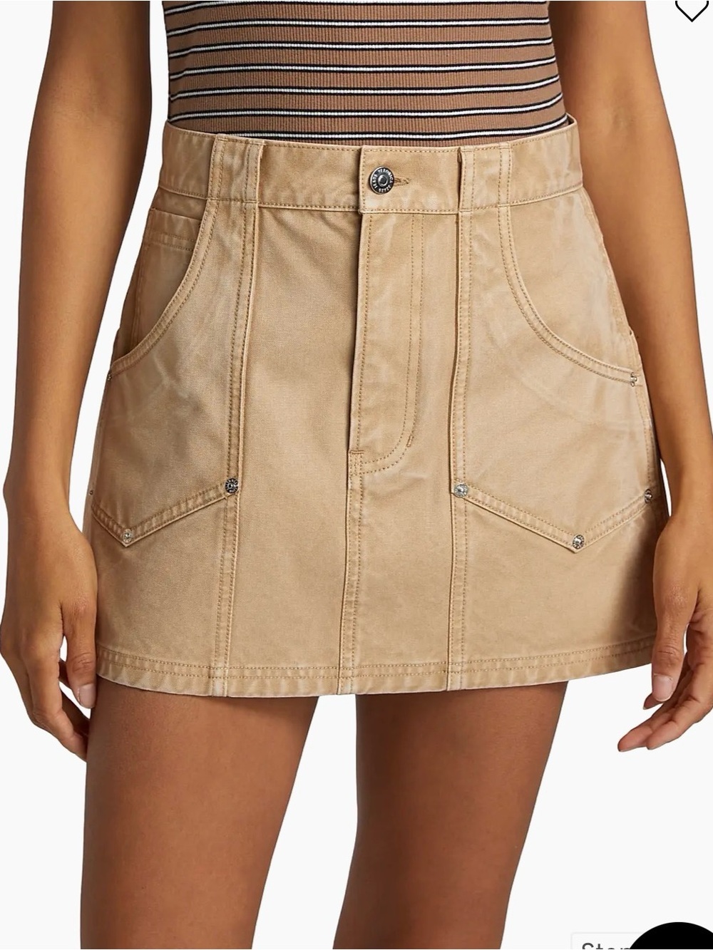 Veronica Beard Beige Stelene Denim A-Line Mini Skirt